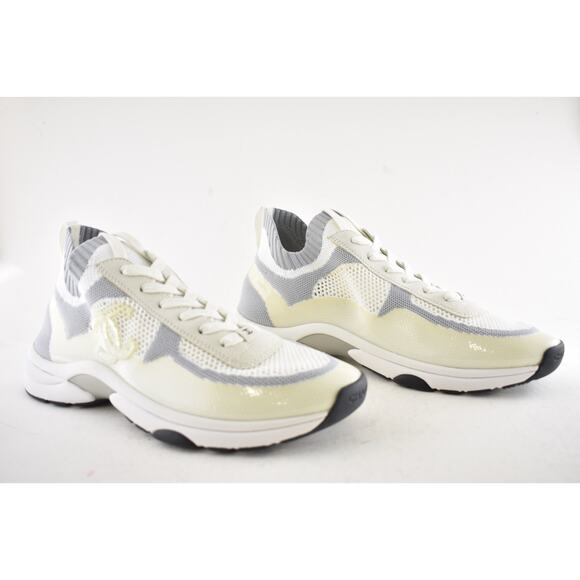 Chanel 22C Mens White Grey Knit Sock Clear CC Logo Low Top Trainer Sneaker 44 11 - Picture 3 of 12